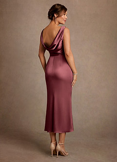 Azazie Mazhe Mother of the Bride Dresses Merlot A-Line Pleated Stretch Satin Dress image2
