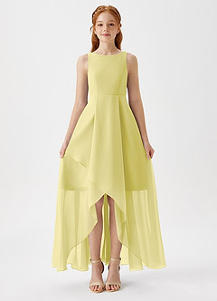 Azazie Lizette Junior Lemon Sorbet A-Line Pleated Chiffon Dress image3