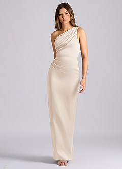 Azazie Akilah 신부 들러리 드레스 인어 한쪽 어깨 스트레치 새틴 바닥 길이 드레스 image4