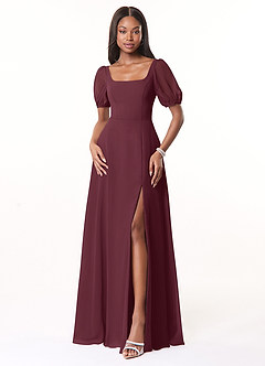 Azazie Alani Bridesmaid Dresses Cabernet A-Line Square Neckline Chiffon Dress image1