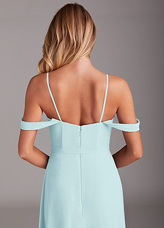 Azazie Aaron Bridesmaid Dresses Sea Glass A-Line Off the Shoulder Chiffon Convertible Dress image9