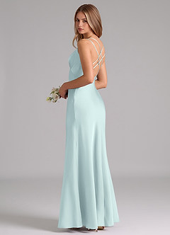 Azazie Suttona Brudtärnklänningar Klä av A-Linje i Stretch Satin Plisserad Dimma image1