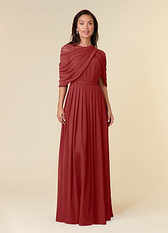 Azazie Olena Mother of the Bride Dresses Rust A-Line Sequins Chiffon Dress image1