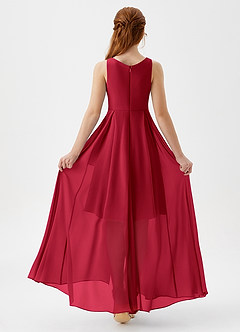 Azazie Lizette Junior Scarlet A-Line Pleated Chiffon Dress image5