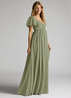 Azazie Madisynn Maternity Bridesmaid Dresses Bow Chiffon Floor-Length Dress image3