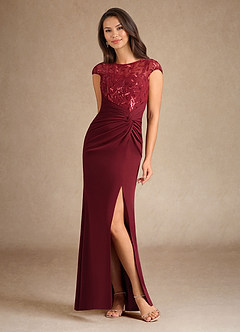 Azazie Santa Clarita vestidos de madre de la novia Vestido de Cabernet de Crepé elástico de Sirena con Lentejuela image5