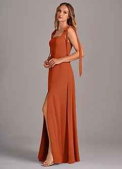 Azazie Debra Bridesmaid Dresses Burnt Orange A-Line with Pockets Chiffon Convertible Dress image10