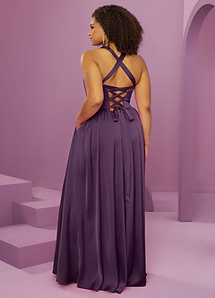 Barbie ♥ Azazie Bridesmaid Dresses Plum A-Line with Pockets Stretch Satin Dress image14