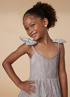 Azazie Tilly Flower Girl Dresses Diamond White Dusty Rose A-Line Lace Dress image4