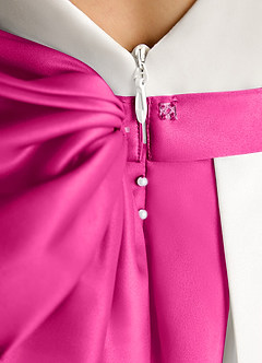 Azazie Cherry vestidos de niña de las flores Vestido de Marfil Fucsia de Satin Mate de Princesa con Plisado image6