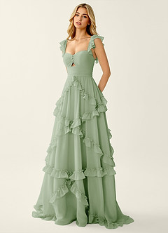 Mirabelle Light Green Chiffon Corset Lace Up Back Ruffled Prom Dress image7