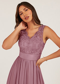 Azazie Gertrude Brudtärnklänningar Klänning av A-Line i Chiffong Spets Vintage Mauve image6