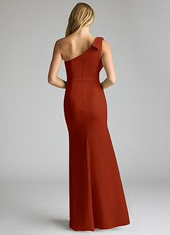 Azazie Rinna Bridesmaid Dresses Rust Mermaid One Shoulder Stretch Crepe Dress image4