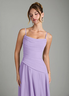 Azazie Gabriela Robes de demoiselle d'honneur Robe Trapèze en Mousseline de soie Corset Lilas image9