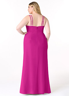Azazie Leo Bridesmaid Dresses Fuchsia Mermaid V-Neck Pleated Chiffon Dress image7