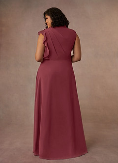 Azazie Narine Mother of the Bride Dresses Merlot A-Line High Neckline Pleated Chiffon Dress image9