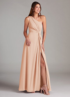 Azazie Brooke Bridesmaid Dresses English Rose A-Line One Shoulder Chiffon Dress image4