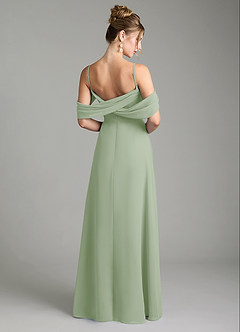 Azazie Mercedes Jurken voor bruidsmeisjes Jurk van Chiffon met A-Lijn Off the Shoulder Stoffige Salie image6