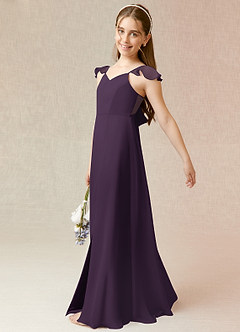 Azazie Everett Junior Plum A-Line Chiffon Dress image3