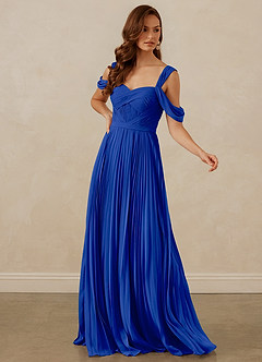 Christian Siriano Bridal for Azazie 1013 Robes de demoiselle d'honneur Robe Trapèze en Mousseline de soie Épaule décolletée Bleu Roi image7