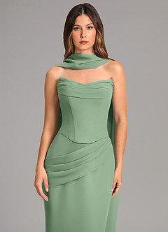 Azazie Sorrel Jurken voor bruidsmeisjes Jurk van Chiffon met Zeemeermin Korset Matcha image6