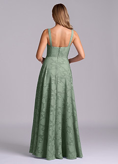 Azazie Shaude Bridesmaid Dresses Matcha A-Line Pleated Floral Burnout Dress image2