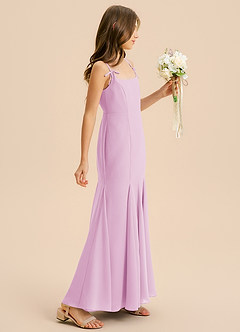 Azazie Evey Junior Abito Sirena in Chiffon Plissettato Rosa Confetto image5