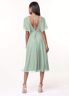 Azazie Tinsley Bridesmaid Dresses Agave A-Line Pleated Mesh Dress image2