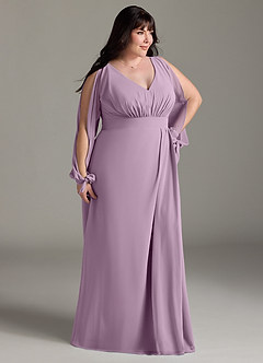 Azazie Matilda Bridesmaid Dresses Wisteria A-Line Long Sleeve Chiffon Dress image12