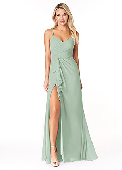 Azazie Emerald Bridesmaid Dresses Agave A-Line Ruffled Chiffon Dress image4