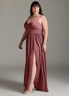 Azazie Zeya Bridesmaid Dresses Amethyst A-Line Pleated Stretch Satin Dress image21