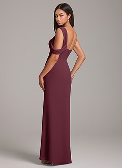 Azazie Wynter Jurken voor bruidsmeisjes Jurk van Chiffon met Kolom Off the Shoulder Cabernet image5