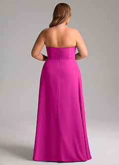 Azazie Wren Vestidos de damas de honor Vestido de Fucsia de Gasa de Corte en A Convertible con Corte Lateral image14