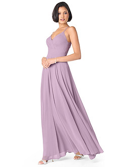 Azazie Avelina Bridesmaid Dresses Wisteria A-Line V-Neck Pleated Chiffon Dress image3