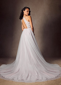Azazie Odell Wedding Dresses Lavender Mist A-Line Halter Sequins Tulle Dress image1