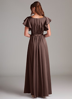 Azazie Daphne Modest Bridesmaid Dresses A-Line Ruched Stretch Satin Floor-Length Dress image6