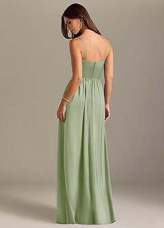 Azazie Calianna Vestidos de damas de honor Vestido de Salvia Polvorienta de Satén Elástico de Corte en A Convertible con Vestidos sin tirantes image2