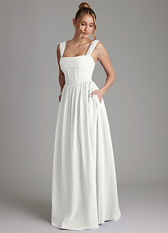 Azazie Caterina Bridesmaid Dresses White A-Line Corset Chiffon Dress image5