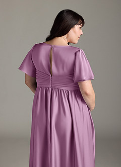 Azazie Verna vestidos de dama de honor de maternidad Vestido de Corte En A Volante Hasta el suelo Satén Elástico image10