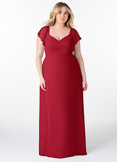 Azazie Syenna Bridesmaid Dresses Scarlet A-Line Ruched Chiffon Dress image6