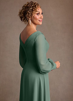 Azazie Paterson Mother of the Bride Dresses Eucalyptus A-Line Pleated Chiffon Dress image7