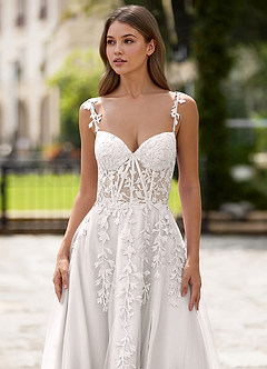 Zosia Weiß Midikleid aus Spitze in A-Linie mit Schnürung am Rücken image6