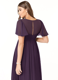 Azazie Verna Robes de demoiselle d'honneur de maternité Robe Trapèze Col V froncé Longueur ras du sol Mousseline de soie image6