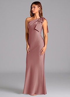 Azazie Yuanna Bridesmaid Dresses Dusty Rose Mermaid One Shoulder Stretch Satin Dress image4
