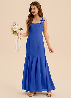 Azazie Evey Junior Royal Blue Mermaid Pleated Chiffon Dress image4