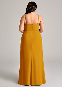 Azazie Maci Bridesmaid Dresses Butterscotch Sheath Pleated Chiffon Dress image9
