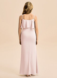 Azazie Galene Junior Blushing Pink Mermaid Stretch Satin Dress image2