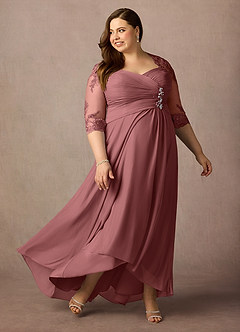 Azazie Anne vestidos de madre de la novia Vestido de Rosa Del Desierto de Encaje de Recto con Corazón Lentejuelas image12