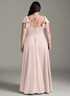 Azazie Bondi Bridesmaid Dresses Blushing Pink A-Line Bow Stretch Satin Dress image8