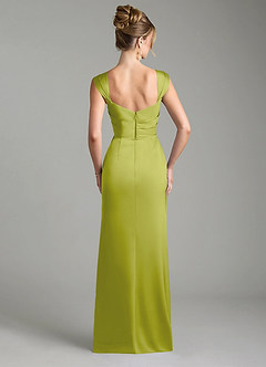 Azazie Filippa Bridesmaid Dresses Lemongrass A-Line Pleated Stretch Satin Dress image2